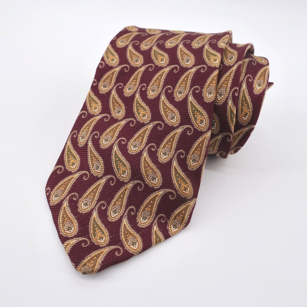 Brooks Brothers Paisley Silk Necktie Burgundy One Size Mens Necktie